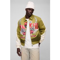 Kastige gerippte Twill Moto-Jacke - Grün - M, Grün Kastige gerippte Twill Moto-Jacke - Grün - M, Grün von boohooman