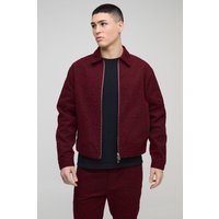 Kastige zerrissene Leopardenprint Denim Harrington-Jacke - Rot - M, Rot Kastige zerrissene Leopardenprint Denim Harrington-Jacke - Rot - M, Rot von boohooman