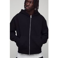 Kastiger Basic Oversize Hoodie mit Reißverschluss - Schwarz - XS, Schwarz von boohooman