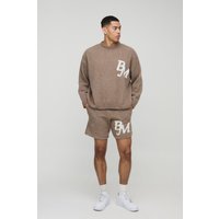 Kastiger Bouclee BM Strickpullover und Shorts von boohooman