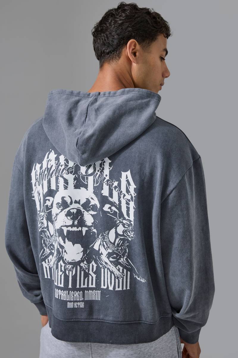Kastiger Man Active Hoodie mit Print - Schwarz - XS, Schwarz von boohooman