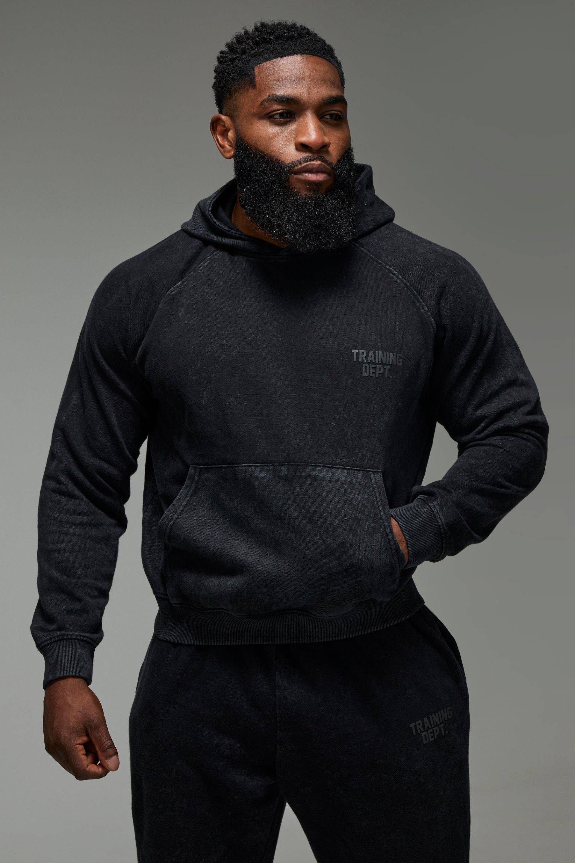 Kastiger Man Active Training Dept. Hoodie - Schwarz - S, Schwarz Kastiger Man Active Training Dept. Hoodie - Schwarz - S, Schwarz von boohooman