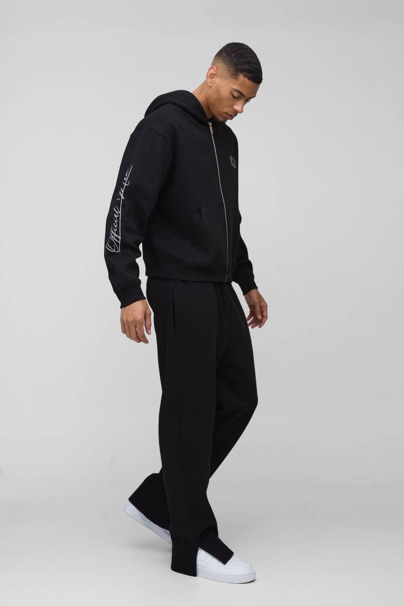 Kastiger Official Man Trainingsanzug mit Reißverschluss und Kapuze - Schwarz - XS, Schwarz Kastiger Official Man Trainingsanzug mit Reißverschluss und Kapuze - Schwarz - XS, Schwarz von boohooman