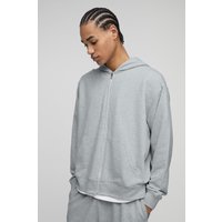 Kastiger Oversize Basic Hoodie mit Reißverschluss - Grau - XS, Grau Kastiger Oversize Basic Hoodie mit Reißverschluss - Grau - XS, Grau von boohooman