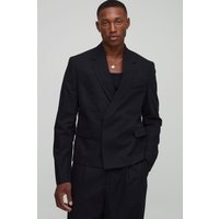 Kastiger Oversize Blazer aus Leinenmischung - Schwarz - 42, Schwarz von boohooman
