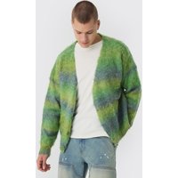 Kastiger Oversize Cardigan mit Streifen - Grün - XL, Grün Kastiger Oversize Cardigan mit Streifen - Grün - XL, Grün von boohooman