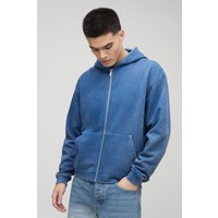Kastiger Oversize Denim-Hoodie mit Reißverschluss - Blau - XS, Blau Kastiger Oversize Denim-Hoodie mit Reißverschluss - Blau - XS, Blau von boohooman