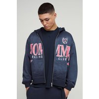 Kastiger Oversize Homme Hoodie mit Reißverschluss - Blau - XS, Blau von boohooman