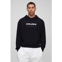 Kastiger Oversize Hoodie in Waffeloptik mit 13 Print - Schwarz - XS, Schwarz von boohooman