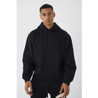 Kastiger Oversize Hoodie mit Herz-Applikation - Schwarz - XS, Schwarz Kastiger Oversize Hoodie mit Herz-Applikation - Schwarz - XS, Schwarz von boohooman