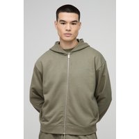Kastiger Oversize Hoodie mit Limited Edition Print - Khaki - L, Khaki von boohooman