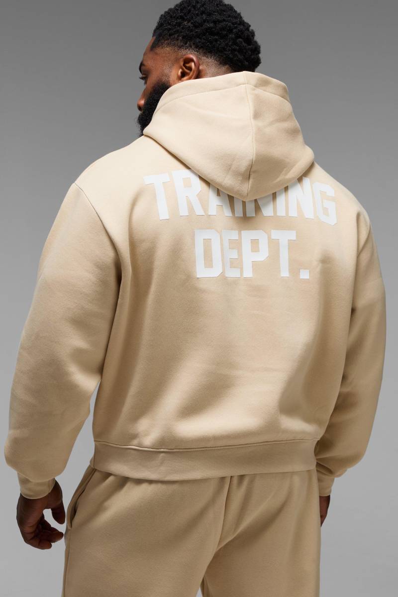 Kastiger Oversize Hoodie mit Man Active Training Dept Print - Weiß - XS, Weiß von boohooman