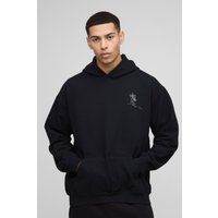 Kastiger Oversize Hoodie mit Palmen-Stickerei - Schwarz - XS, Schwarz Kastiger Oversize Hoodie mit Palmen-Stickerei - Schwarz - XS, Schwarz von boohooman