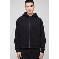 Kastiger Oversize Hoodie mit Reißverschluss - Schwarz - XS, Schwarz Kastiger Oversize Hoodie mit Reißverschluss - Schwarz - XS, Schwarz von boohooman