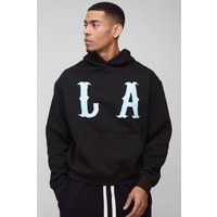 Kastiger Oversize Hoodie mit Western LA-Print - Schwarz - XS, Schwarz Kastiger Oversize Hoodie mit Western LA-Print - Schwarz - XS, Schwarz von boohooman