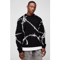 Kastiger Oversize Jacquard-Pullover - Schwarz - XS, Schwarz Kastiger Oversize Jacquard-Pullover - Schwarz - XS, Schwarz von boohooman