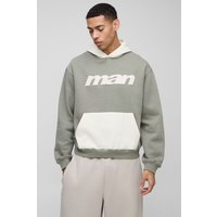 Kastiger Oversize Man Colorblock Hoodie - Grün - XS, Grün Kastiger Oversize Man Colorblock Hoodie - Grün - XS, Grün von boohooman