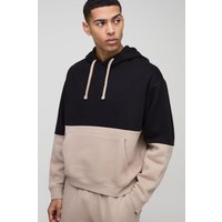 Kastiger Oversize Man Colorblock Hoodie - Taupe - M, Taupe von boohooman