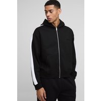Kastiger Oversize Man Colorblock Hoodie mit Reißverschluss - Schwarz - XS, Schwarz Kastiger Oversize Man Colorblock Hoodie mit Reißverschluss - Schwarz - XS, Schwarz von boohooman