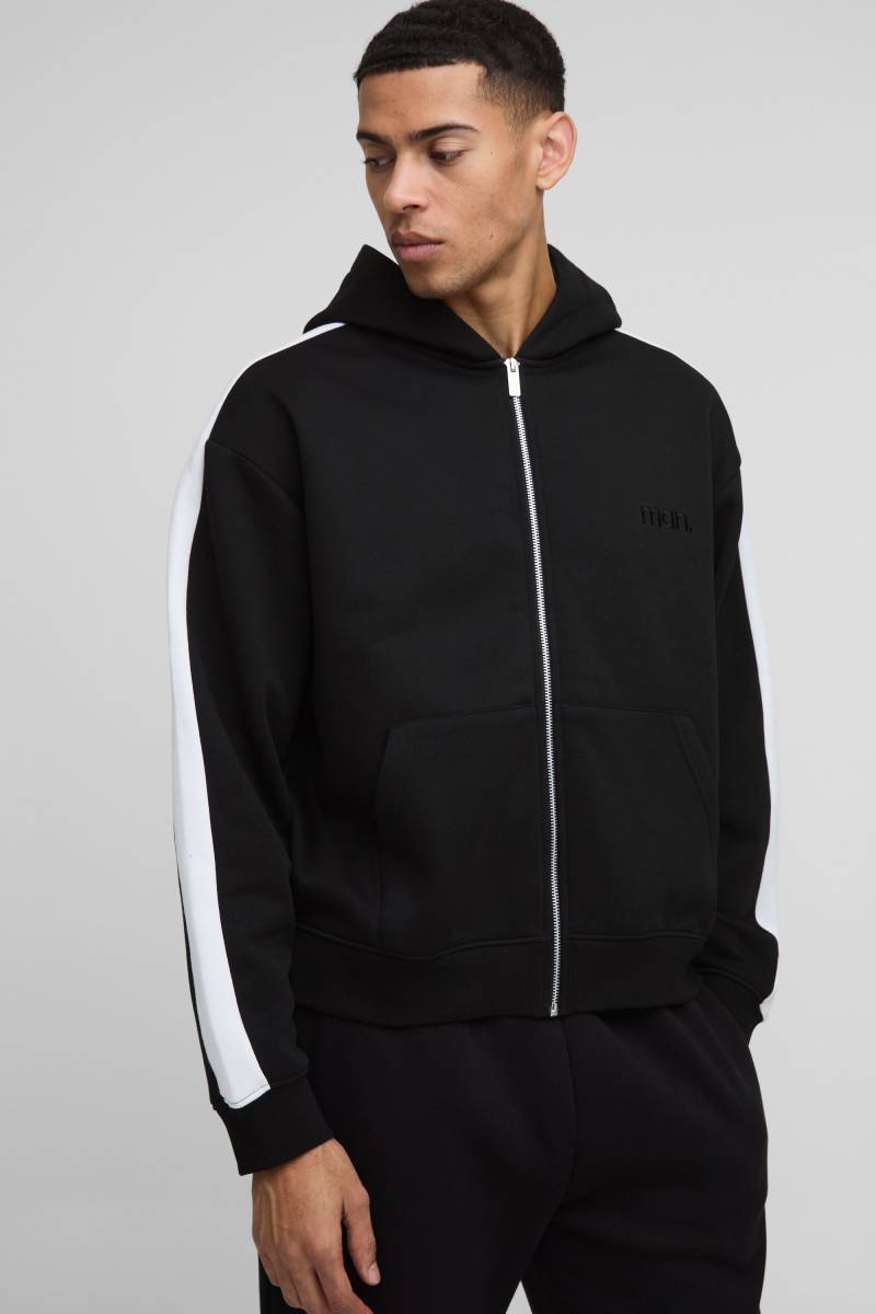 Kastiger Oversize Man Colorblock Hoodie mit Reißverschluss von boohooman