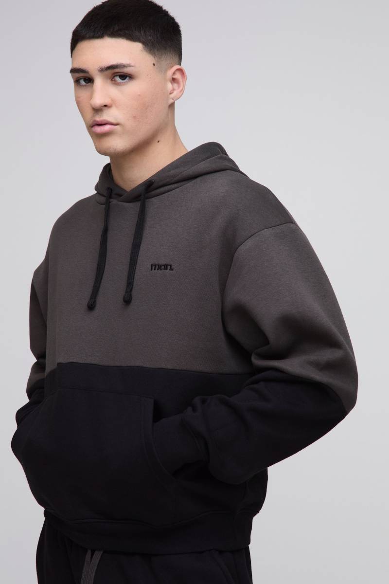 Kastiger Oversize Man Colorblock Hoodie von boohooman