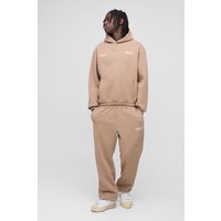 Kastiger Oversize Man Trainingsanzug mit Kapuze - Braun - XS, Braun von boohooman