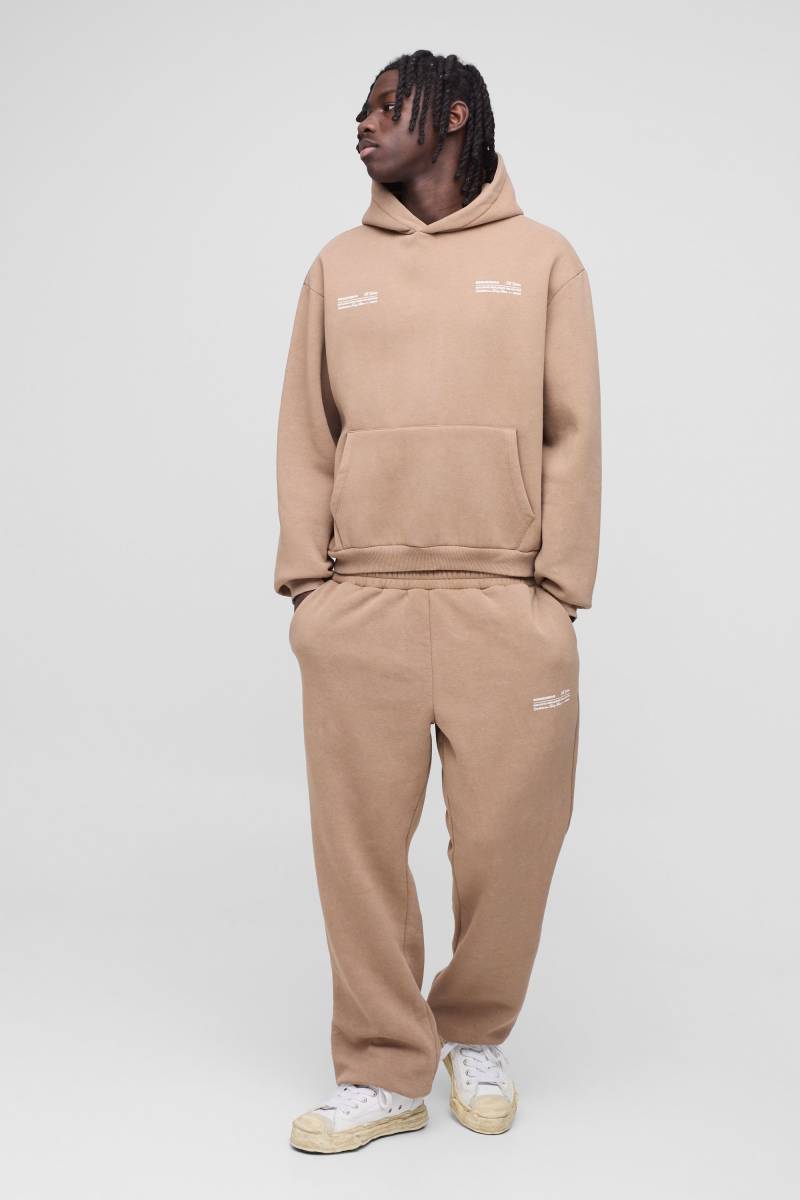 Kastiger Oversize Man Trainingsanzug mit Kapuze - Braun - XS, Braun von boohooman