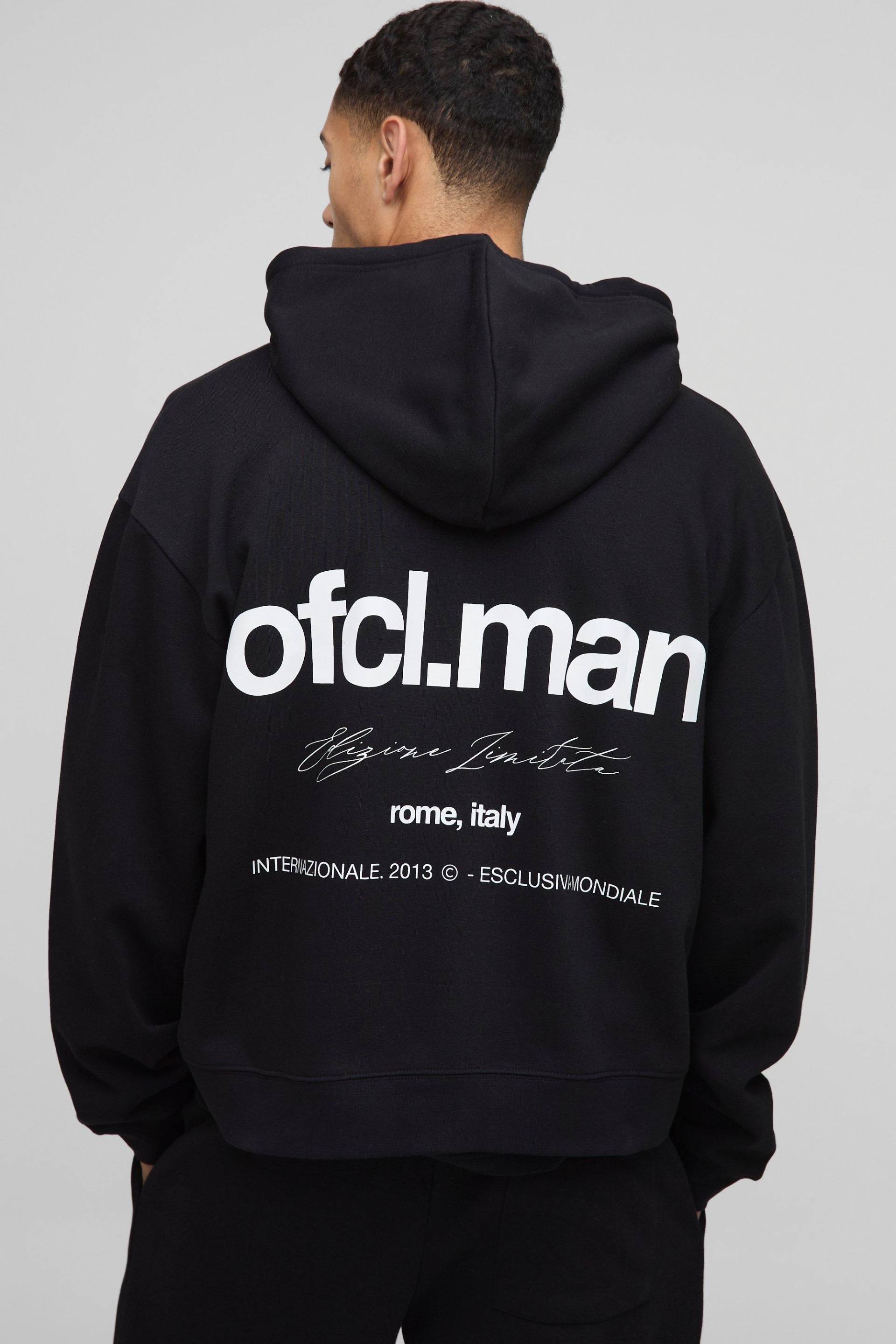 Kastiger Oversize Official Man Hoodie mit Reißverschluss - Schwarz - XS, Schwarz von boohooman