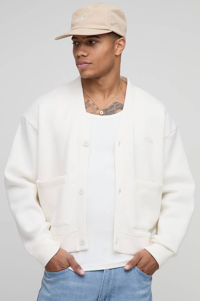 Kastiger Oversize Official Man Jersey-Cardigan mit Applikation von boohooman