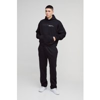 Kastiger Oversize Official Man Trainingsanzug mit Kapuze - Schwarz - M, Schwarz von boohooman