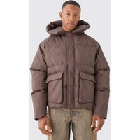 Kastiger Oversize PU-Steppmantel mit Kapuze von boohooman