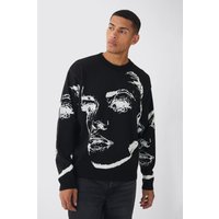 Kastiger Oversize Pullover mit Linen-Gesicht - Schwarz - XS, Schwarz Kastiger Oversize Pullover mit Linen-Gesicht - Schwarz - XS, Schwarz von boohooman