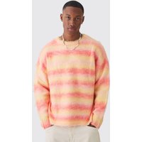 Kastiger Oversize Pullover mit Streifen - Orange - XL, Orange von boohooman