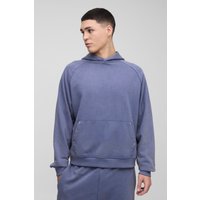 Kastiger Oversize Raglan Hoodie - Blau - XS, Blau Kastiger Oversize Raglan Hoodie - Blau - XS, Blau von boohooman