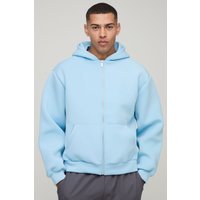 Kastiger Oversize Scuba-Hoodie mit Reißverschluss - Blau - XS, Blau von boohooman