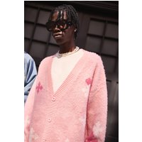 Kastiger Oversize Strick-Cardigan - Rosa - XS, Rosa Kastiger Oversize Strick-Cardigan - Rosa - XS, Rosa von boohooman