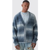 Kastiger Oversize Strick-Cardigan mit Farbverlauf - Grau - L, Grau von boohooman