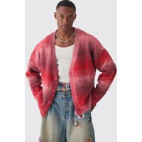 Kastiger Oversize Strick-Cardigan mit Farbverlauf - Rot - L, Rot Kastiger Oversize Strick-Cardigan mit Farbverlauf - Rot - L, Rot von boohooman