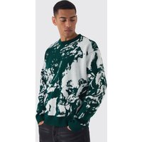Kastiger Oversize Strickpullover mit Renaissance-Print von boohooman