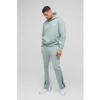 Kastiger Oversize Trainingsanzug mit Farbspritzern und Reißverschluss - Khaki - M, Khaki von boohooman