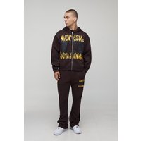Kastiger Oversize Trainingsanzug mit Graffiti 13 Print und Reißverschluss von boohooman