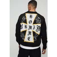 Kastiger Strick-Cardigan mit Kreuz-Print von boohooman