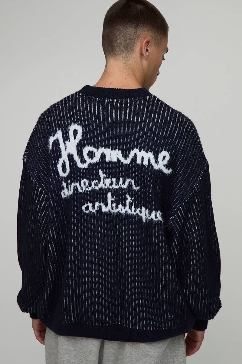 Kastiger flauschiger Oversize Man Strickpullover von boohooman