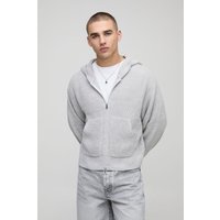 Kastiger gerippter Hoodie - Grau - XS, Grau Kastiger gerippter Hoodie - Grau - XS, Grau von boohooman