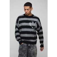Kastiger gestreifter Strickpullover Kastiger gestreifter Strickpullover von boohooman