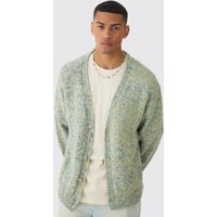 Kastiger strukturierter Oversize Strick-Cardigan - Khaki - XS, Khaki von boohooman