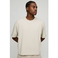 Kastiges Basic Oversize Rundhals T-Shirt - Grau - XL, Grau von boohooman