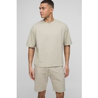 Kastiges Basic Oversize Rundhals T-Shirt - light khaki - XS, light khaki von boohooman