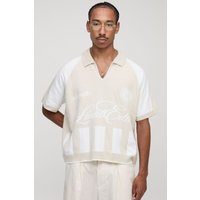 Kastiges Limited Edition Oversize Moto Jacquard Poloshirt - Ecru - XS, Ecru Kastiges Limited Edition Oversize Moto Jacquard Poloshirt - Ecru - XS, Ecru von boohooman
