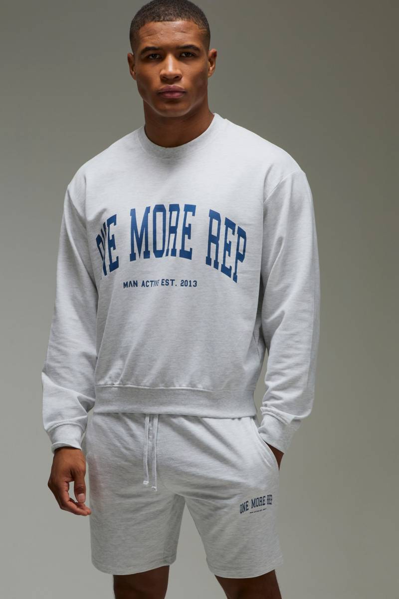 Kastiges Man Active Oversize Sweatshirt & Shorts - Grau - XS, Grau von boohooman